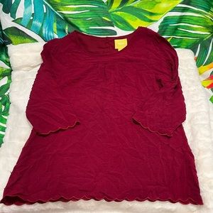 Euc $99 Anthro Maeve 6 Red Swiss Dot Scallop Hem Office School Office Blouse